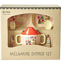 Rice Bestek-Set - Melamine - 4 st. - Wildlife Print - Roze