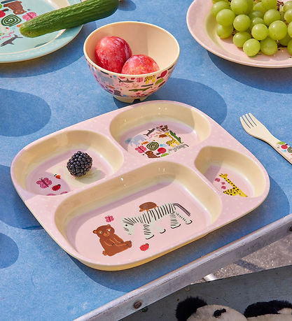 Rice Dinner Set - Melamine - 4 pcs - Wildlife Print - Pink