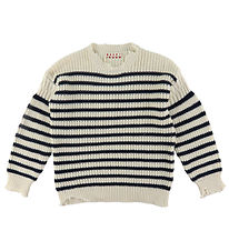 Marni Bluse - Strik - Off White/Navystribet