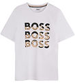 BOSS Stuttermabolur - Hvítur M. Prentað