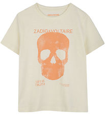 Zadig & Voltaire T-Shirt - Offwhite/Oranje m. Schedel