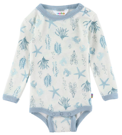 Joha Bodysuit L/æ - Wool - Light blue w. Print
