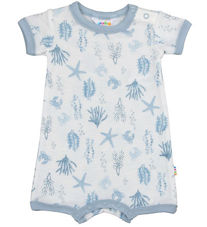 Joha Summer Romper - Wool - Light blue w. Print