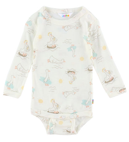 Joha Bodysuit L/æ - Wool/Silk - Offwhite w. Print