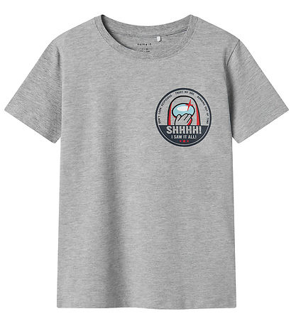 Name It T-Shirt - NkmJett Among Us - Grey Melange m. Print