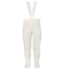 Condor Tights w. Suspenders - Rib - White