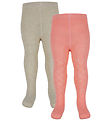 Minymo Strumpfhosen - 2er-Pack - Strawberry Ice m. Lochmuster
