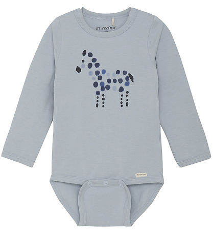 Minymo Bodysuit L/æ - Blue Fog w. Print