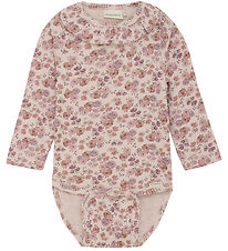 Minymo Body L/æ - Rib - Peach Peitsche m. Blumen