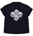 Hound T-shirt - Cropped - Navy w. Disco Balls