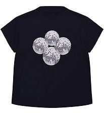 Hound T-shirt - Cropped - Navy w. Disco Balls