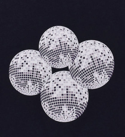 Hound T-shirt - Cropped - Navy w. Disco Balls