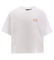 EA7 T-shirt - Cropped - White w. Coral