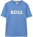 BOSS Stuttermabolur - Dökkblátt M. Hvítur