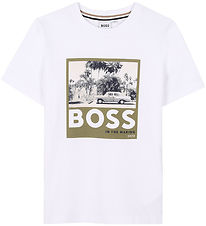 BOSS T-shirt - White w. Dark Green