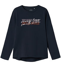 Name It Bluse - Smile More - NkfVix - Dark Sapphire m. Print