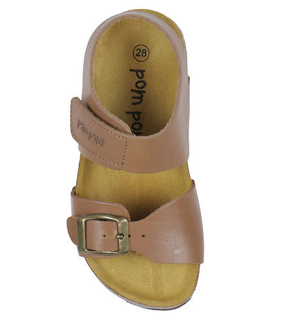Pom Pom Sandals - Velcro - Camel