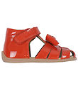 Pom Pom Sandals - Bow Velcro - Red Patent