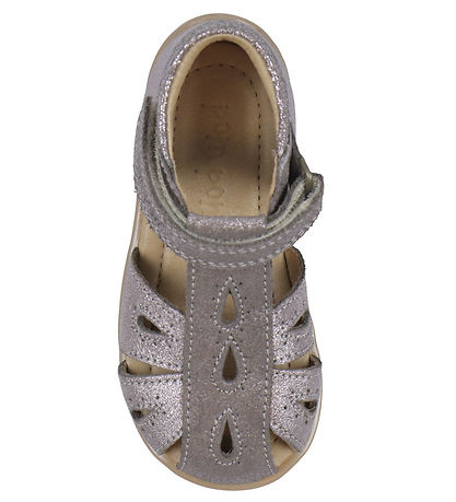 Pom Pom Sandalen - Startersdruppels Klittenband - Dark Rose Glit