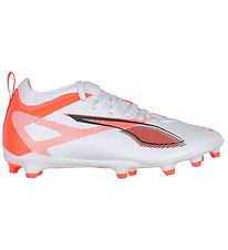 Puma Fotbollsskor - Ultra 5 Match FG/AG Jr - Vit/Svart/Glödande