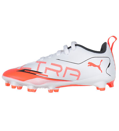 Puma Fotbollsskor - Ultra 5 Play V FG/AG Jr - Vit/Svart/Glödande