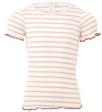 Minimalisma T-shirt - Rib - Silk/Cotton - Flower - Sweet Stripe