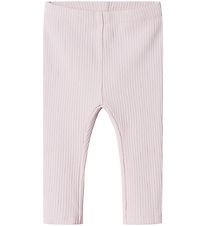 Name It Leggigs- Rib - NbfDikka - Light Lilac m. Hålmönster