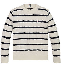 Tommy Hilfiger Bluse - Strick - Ivory Petal/Dark Nacht Navy Stre