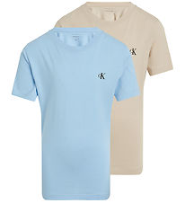 Calvin Klein T-shirt - 2-Pack - Monogram - Blue Bell/Oyster Gray