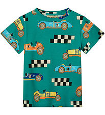 Småfolk T-Shirt - Teal m. Raceauto's