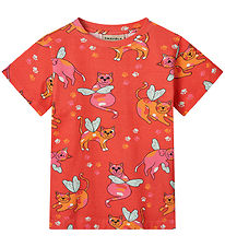 Småfolk T-shirt - Pink Punch w. Cats