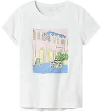 Name It T-Shirt - NkfVix - Bright White/Gemälde