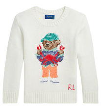 Polo Ralph Lauren Bluse - Strik - Hvid m. Bamse