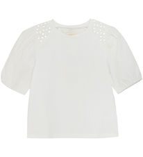 Creamie T-Shirt - Strickerei Englisch - Cloud m. Lochmuster