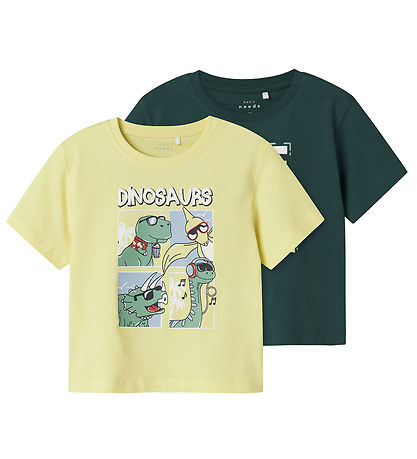 Name It T-shirt - 2-Pack - NmmVictor - Chardonnay/Forest Bloom