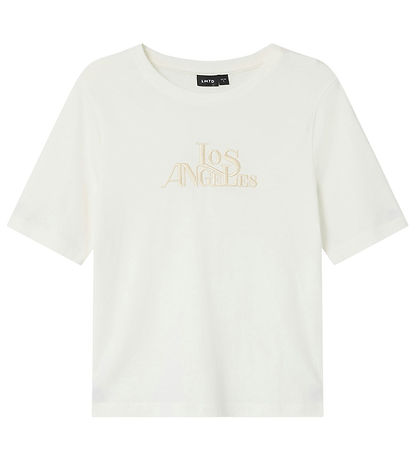 LMTD T-shirt - NlfFos - White Alyssum/Sandshell Embroidery w. Pr