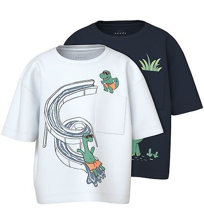 Name It T-Shirt - NmmVilian - 2er-Pack - Navy Blazer m. Print