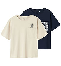 Name It T-Shirt - NkmVilian - 2er-Pack - Navy Blazer/Bright Whit