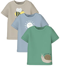 Name It T-Shirt - NbmVacaion - 3er-Pack - Creme De Mente/Peyote/