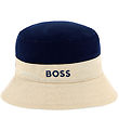BOSS Bucket Hat - Vändbar - Vit/Sand/Marinblå
