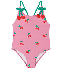 Stella McCartney Kids Badeanzug - UV50+ - Rosa m. Kirsche