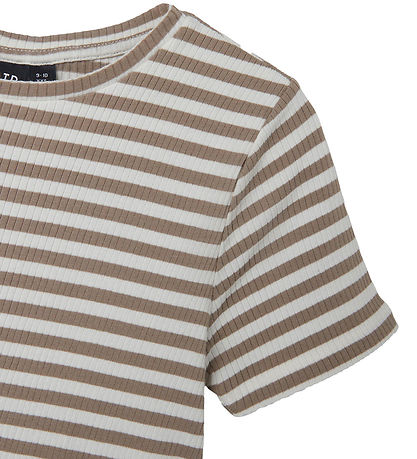 LMTD T-shirt - NlfDallas - Rib - Mocha Meringue/White STRIPES