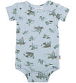 Joha Bodysuit k/æ - Viscose/Bamboo - Light blue w. Frogs