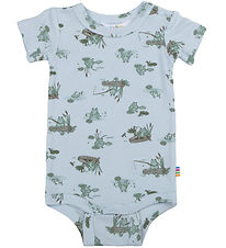Joha Bodysuit k/æ - Viscose/Bamboo - Light blue w. Frogs