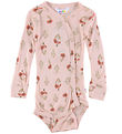 Joha Wrap Bodysuit l/s - Viscose/Bamboo - Pink w. Flower
