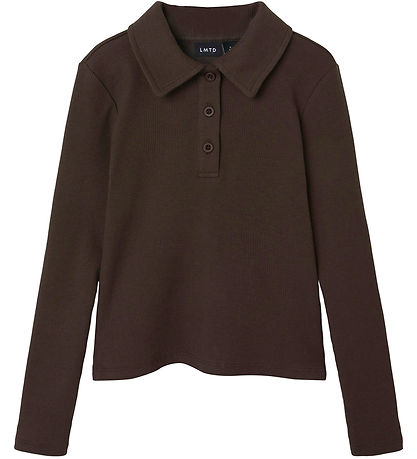 LMTD Polo blouse - NlfRille - Rib - Chocolate Brown