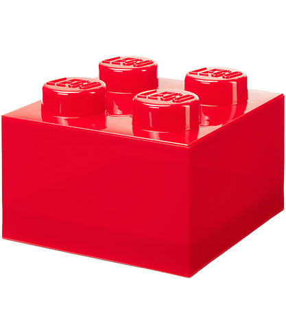 LEGO® Storage Geymslukassi - 4 Hnúðar - Translucent Rauður