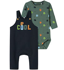 Name It Tuinbroek m. Romper l/s - AantalVonne - Dark Bos/Dino