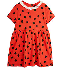 Mini Rodini Kjóll - Dots - Rautt