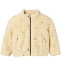 Lil' Atelier Fleece Jas - NmfNalo - Gebleekt zand m. Bloemen